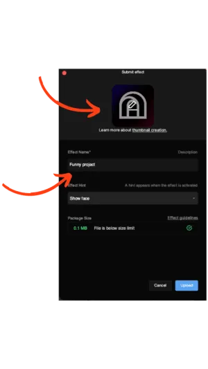 effect-house-screenshot zoom-on-thumbnail-and-name
